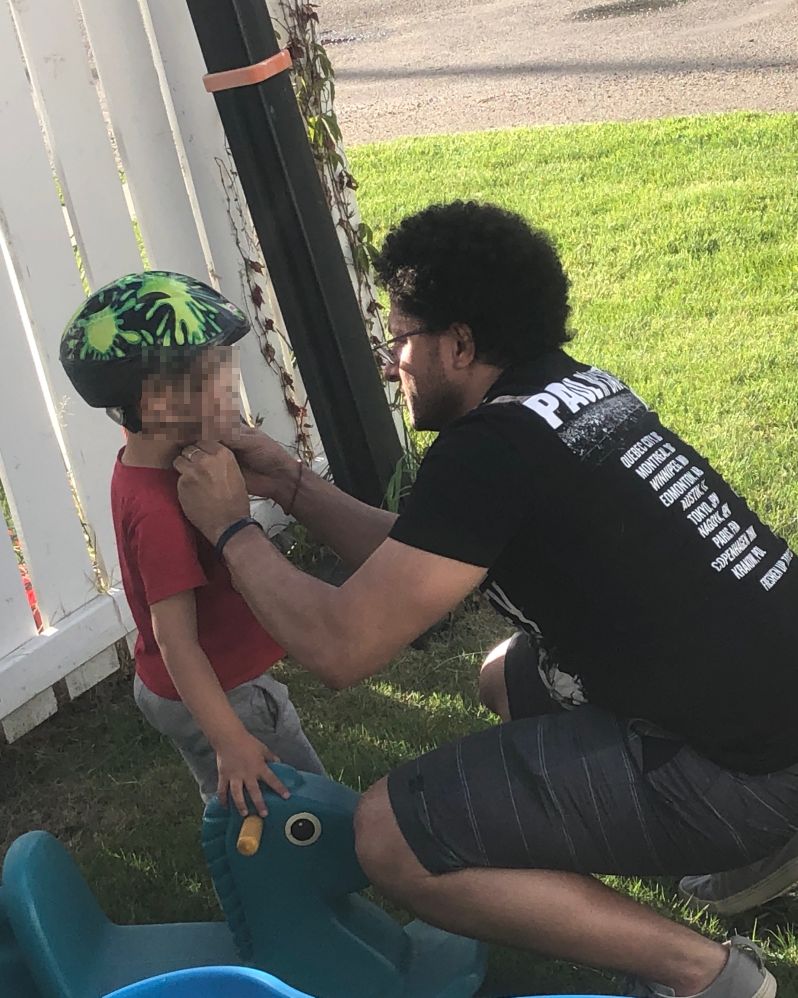 Past PBD and the current 9-year old when he was 3, getting ready to ride.